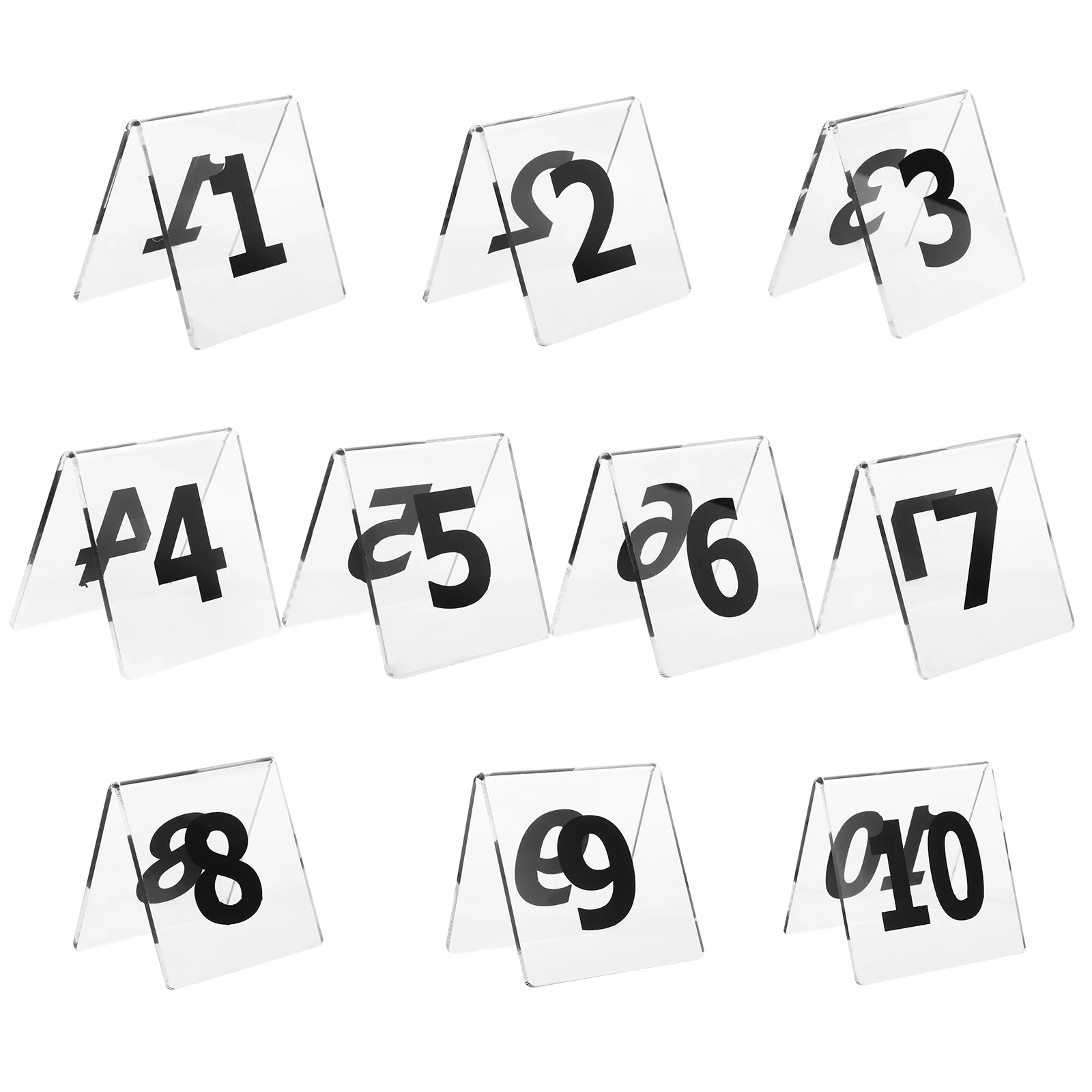 

1Set Clear Acrylic Table Numbers Markers Double Sided Triangle Structure for Seating Arrangements Events and Cafes