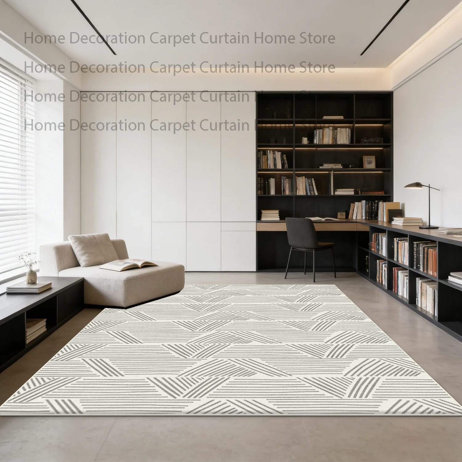 Modern Style Carpet Lines Simple Living Room Decoration Bedroom Cloakroom Rugs Study Non-slip Easy Cleaning Floor Mat Large Size