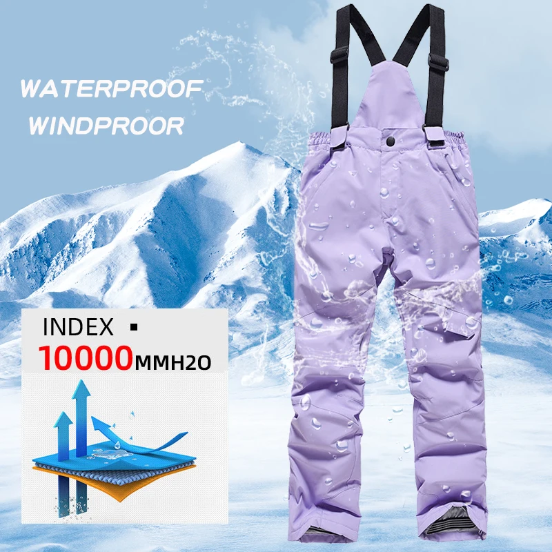 -30 Degree Children Ski Suit Professional Skiing Snowboarding Kids Jacket and Pants Boy\'s and Girl\'s Snow Suit Warm Waterproof