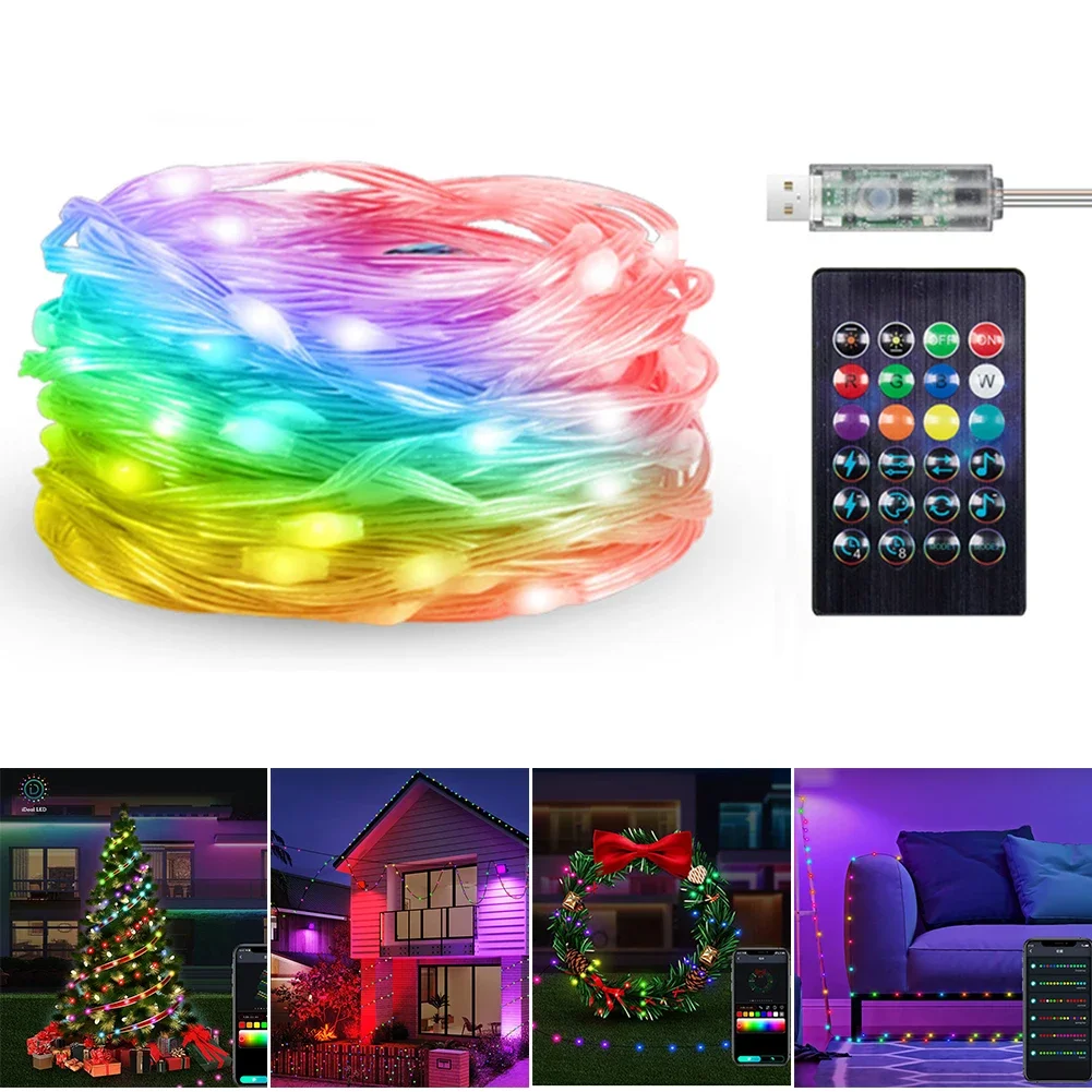 LED Christmas Decorative Light String IP65 Waterproof RGB IC Color With APP Control For Outdoor Decoration At Christmas Parties