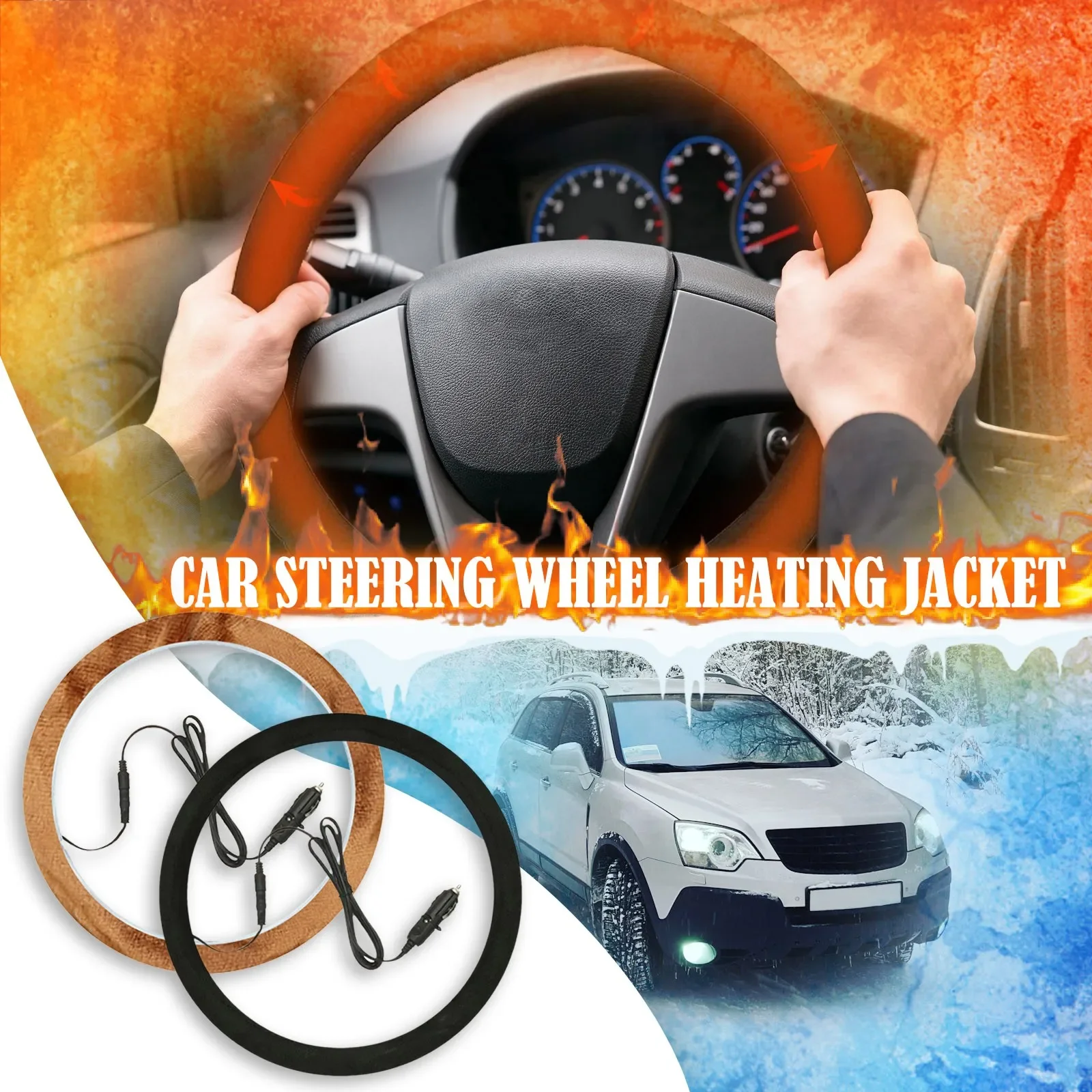 Winter Electric Rapid Heating 12V Steering Wheel Covers Car Steering Wheel Heating Cover Hand Warmer Steering Wheel Protector