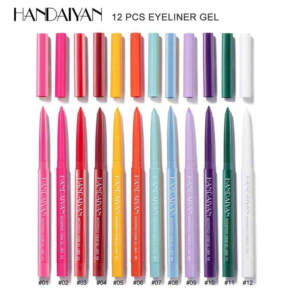 HANDAIYAN 12-Piece Set Matte Colored Eyeliner Pens - Quick-Drying, Non-Smudging Liquid Eyeliner Pens