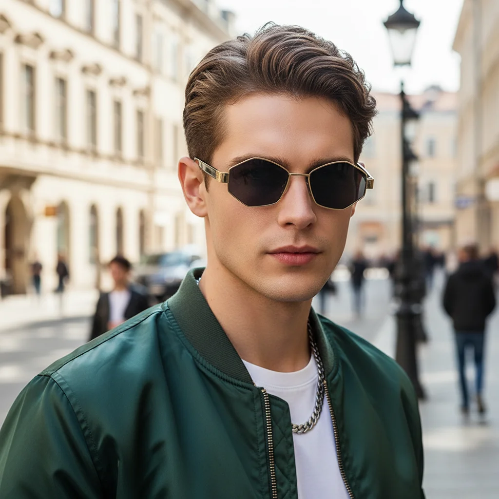 Retro Polygonal Sunglasses, Equipped With High-quality Metal Frames And Exquisite Design Appearance Car Sunglasses2503