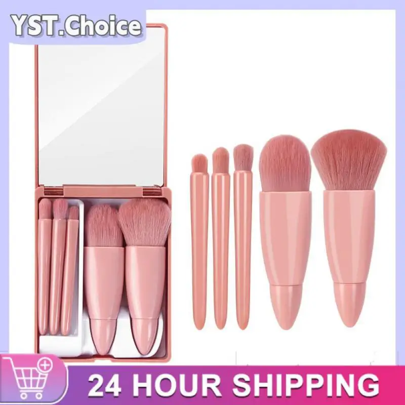 Makeup Brushes Set Portable Pink Travel Size Makeup Brush Case With Mirror Multifunctional Brushes Set Cosmetic Brush