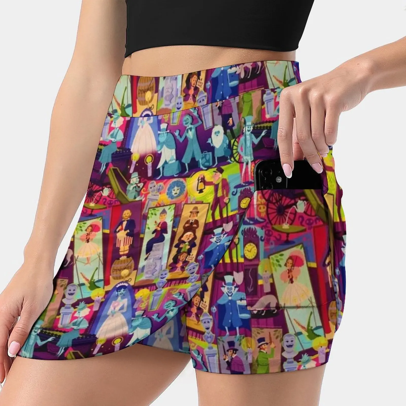 Retro Mansion Collage Women's skirt With Pocket Vintage Skirt Printing A Line Skirts Summer Clothes Haunted Mansion Land 999