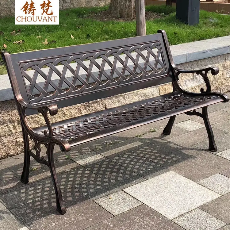 Modern style outdoor park bench cast aluminum bench leg patio metal seating bench for parks