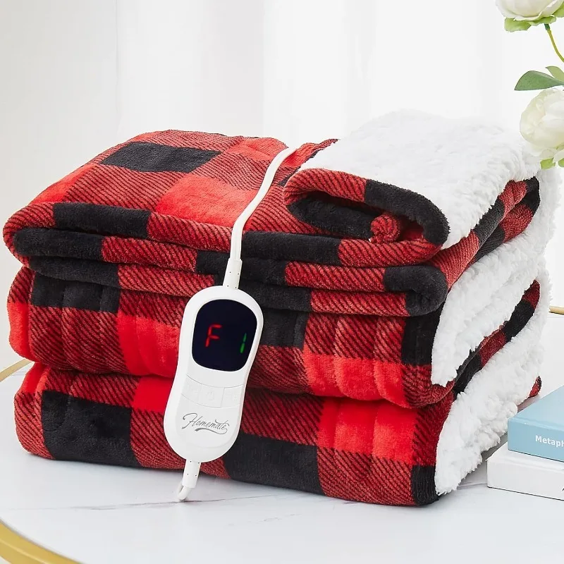 Electric Blanket Heated Throw - 50“x60“ Ultra Soft Cozy Flannel Heating Blanket with 10 Fast Heat