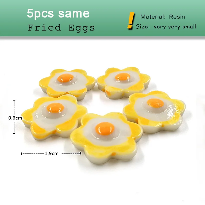Mini Fried Egg Miniature Figurine Simulated Food Japan Dollhouse Home Decoration Resin Raft toy Bonsai Ornament DIY Accessories