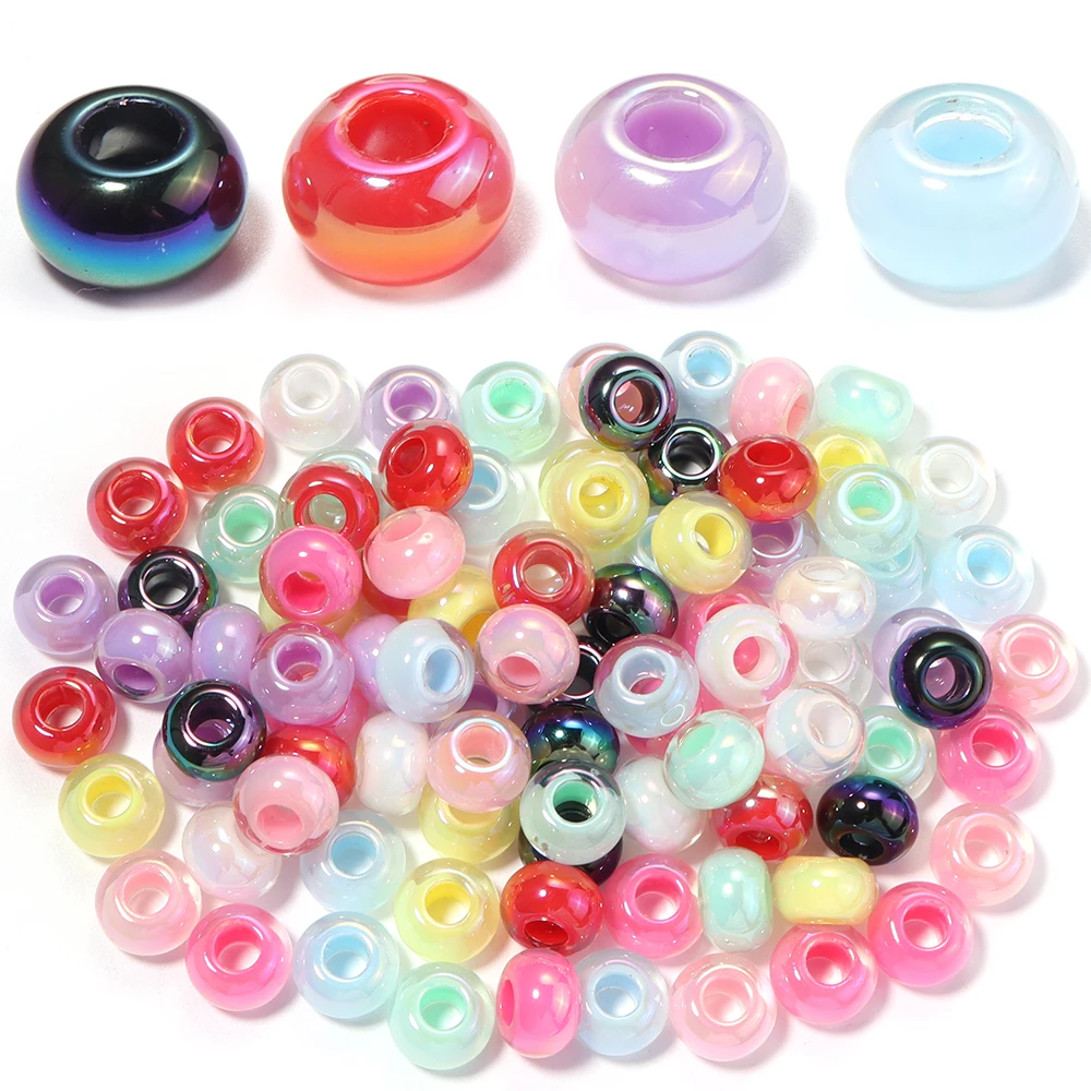 10 Stück/Set UV-beschichtete farbige Acryl-Abakusperlen mit großem Loch, lose Abstandsperlen für Schmuckherstellung, DIY-Armband- und Halskettenzubehör – Detail 4