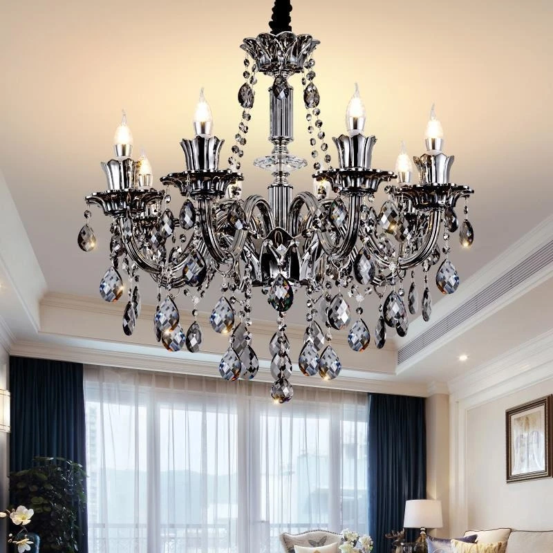 

Nordic Candle Style Glass Crystal Luxurious Led Ceiling Chandelier for Villa Living Dining Room Bedroom Decor Lusters Luminaires