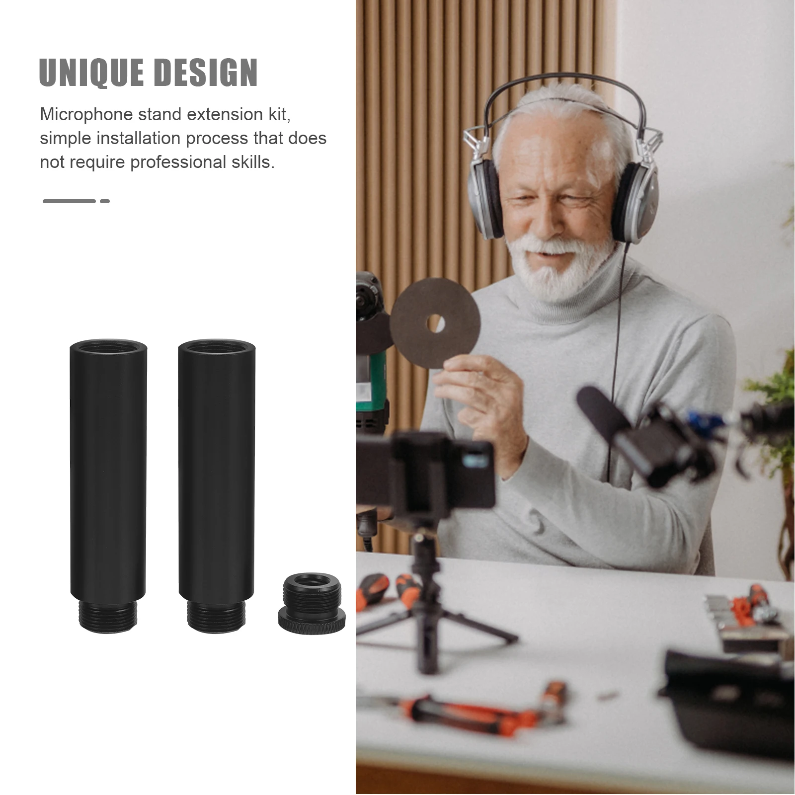 

1 Set Microphone Kit Metal Tube Live Streaming Recording Singing For Desk Tube For Mic Microphone Kit Podcast Stand Extension