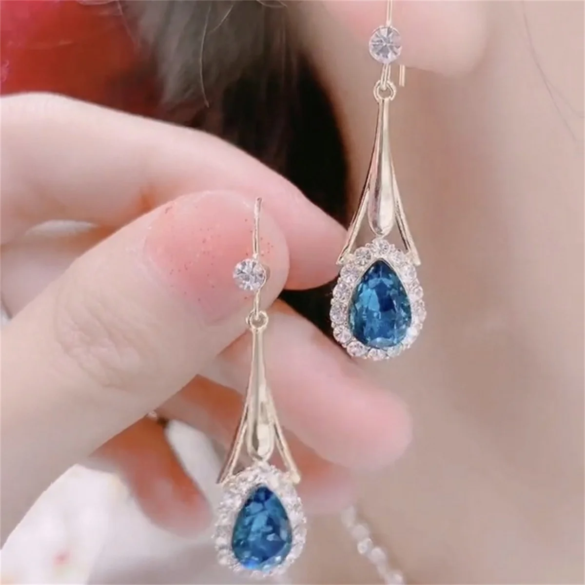 Trendy Zircon Waterdrop Shaped Drop Earrings For Women Girls Luxury Crystal Teardrop Dangle Earring Bridal Wedding Party Jewelry