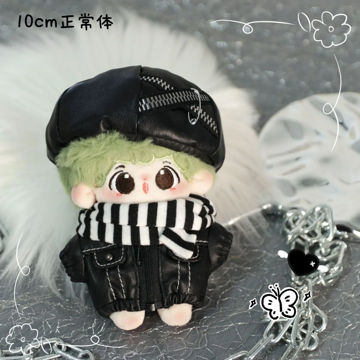 2026 new 10cm cosplay leather jacket, leather hat, old record set, doll leather jacket, color blocked - view 5