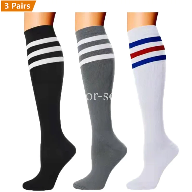 3 Pairs Lot Pack Compression Socks Running Men Women Stockings Sports Anti-Fatigue Compression Socks Sports Socks Bulk Sales