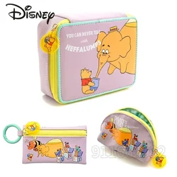 Disney-Bolso de cosméticos Winnie The Pooh para mujer, monedero bonito de dibujos animados, bolso de almacenamiento de tendencia de moda, conjunto multifuncional de 3 piezas