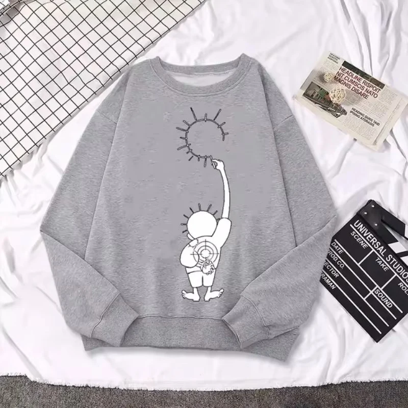 Men's round neck sweatshirt hoodie New simple men's and women's sweatshirt Cartoon pattern printing Retro fun tops clothing