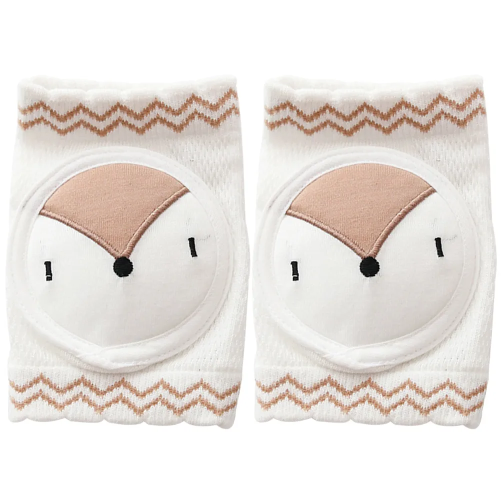 

1 пара наколенников, легкие дышащие носки для ползания, высокоэластичная защита для младенцев, с рисунком лисы, светло-кофейного цвета