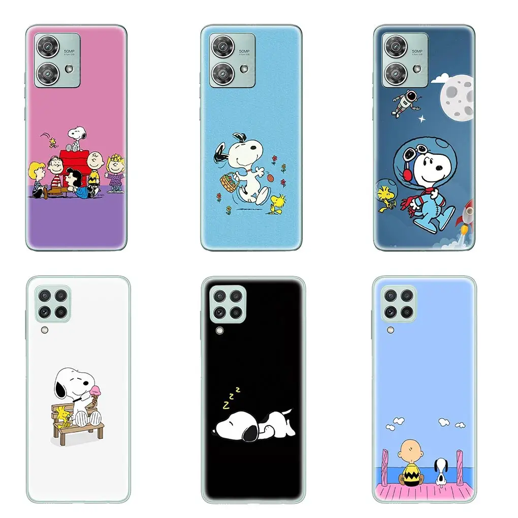 Cartoon S-Snoopys custodia per telefono per cani per Motorola Moto G04 G71 G73 G32 G34 G52 G8 G7 G9 G24 Power One Fusion Plus Soft Coque