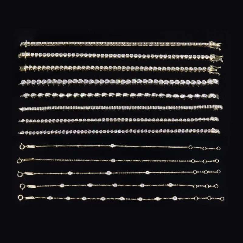 14K 18K Solid Gold Pear Cut Moissanite Tennis Bracelet Teardrop 0.35ct Lab Diamond Chain Fine Jewelry Wedding Gift for Women