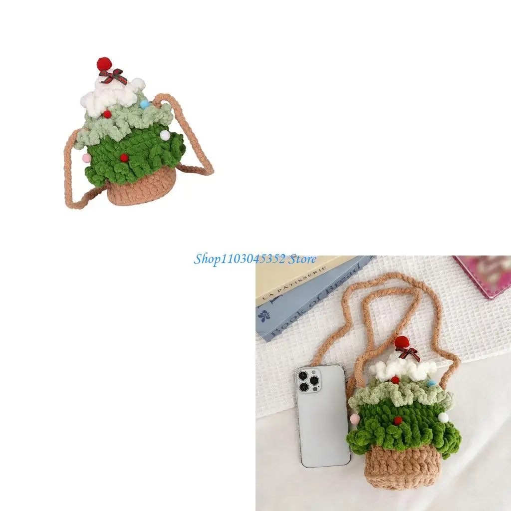 

Soft Yarn Christmas Shoulder Bag Spacious Compartments Carryall Crossbody Bag