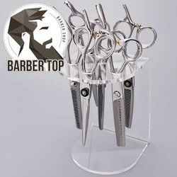 Salon Scissors Holder Racks Professional Barber Shears Display Stand Acrylic Makeup Brush Organizer Hairdressing Accessories