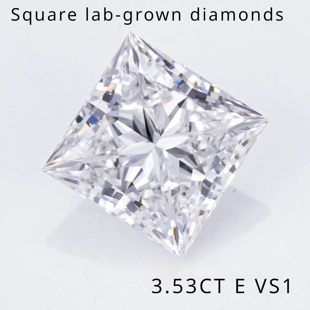 YanYao Jewelry 2024 New Princess Cut 3.53 Carat E VS1 Lab Grown Diamond CVD 2EX Grade IGI Certificate