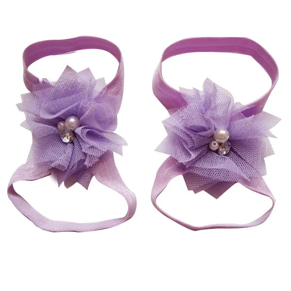 10Pairs Bloem Baby Barefoot Sandalen Chiffon Doek Multi Color Baby Meisjes Zomer Voeten Zacht Charmant Foto Prop