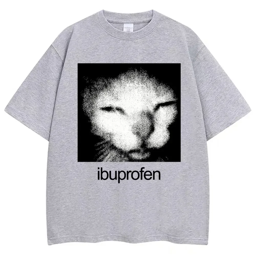 Vintage Funny Ibuprofen Cat Meme Graphic  Women's Short Sleeve Casual T-shirt Fashion Harajuku Kawaii T-shirt Y2K Clothing image 2