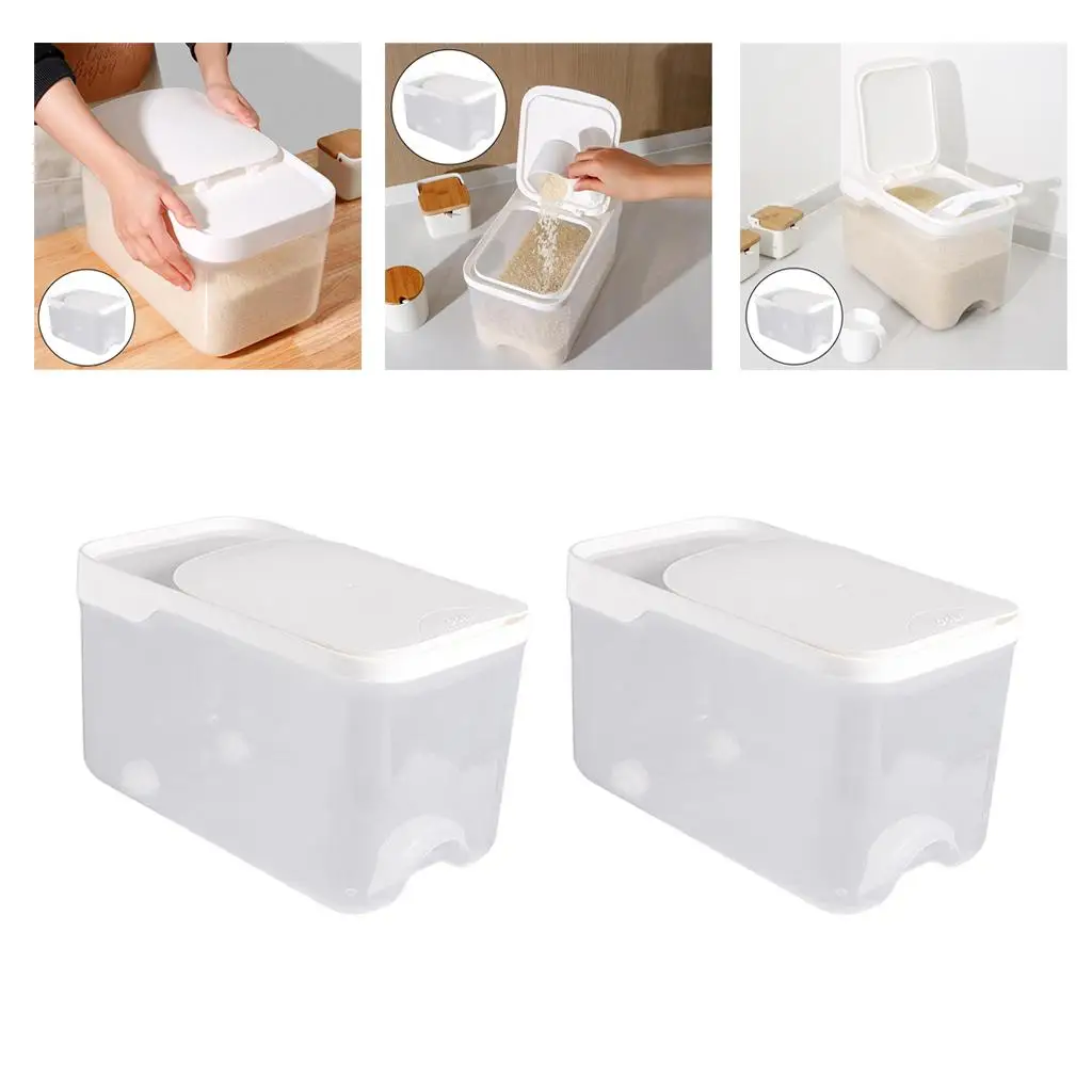 2 Container, 5 Kg Bulk Food Storage Bin with Wheels, Perfect for Dry Food, Flour, Rice Storage