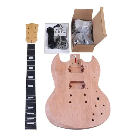 Profesyonel SG Elektro Gitar Seti Taşınabilir Giriş Seviyesi Yarı Mamul DIY SG Elektro Gitar Seti Kullanışlı Gitar Aksesuarları