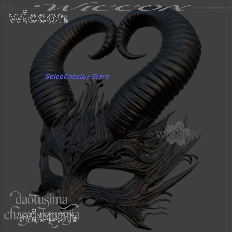 

Horror Ebony Devil Gothic Horned Fantasy Mask - 3D PLA Prop, Cosplay Anime Halloween Masquerade cosplay full costumes and set