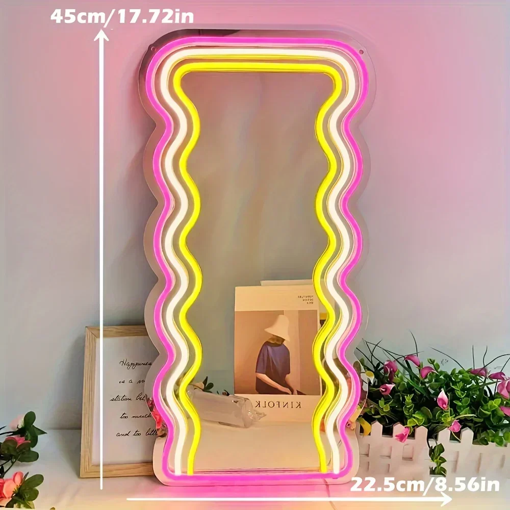 Irregular Mirror Neon Sign For Wall Decor LED Neon Lights For Home Bedroom Decor Neon Light Signs For Party KTV Bar Decor Gifts