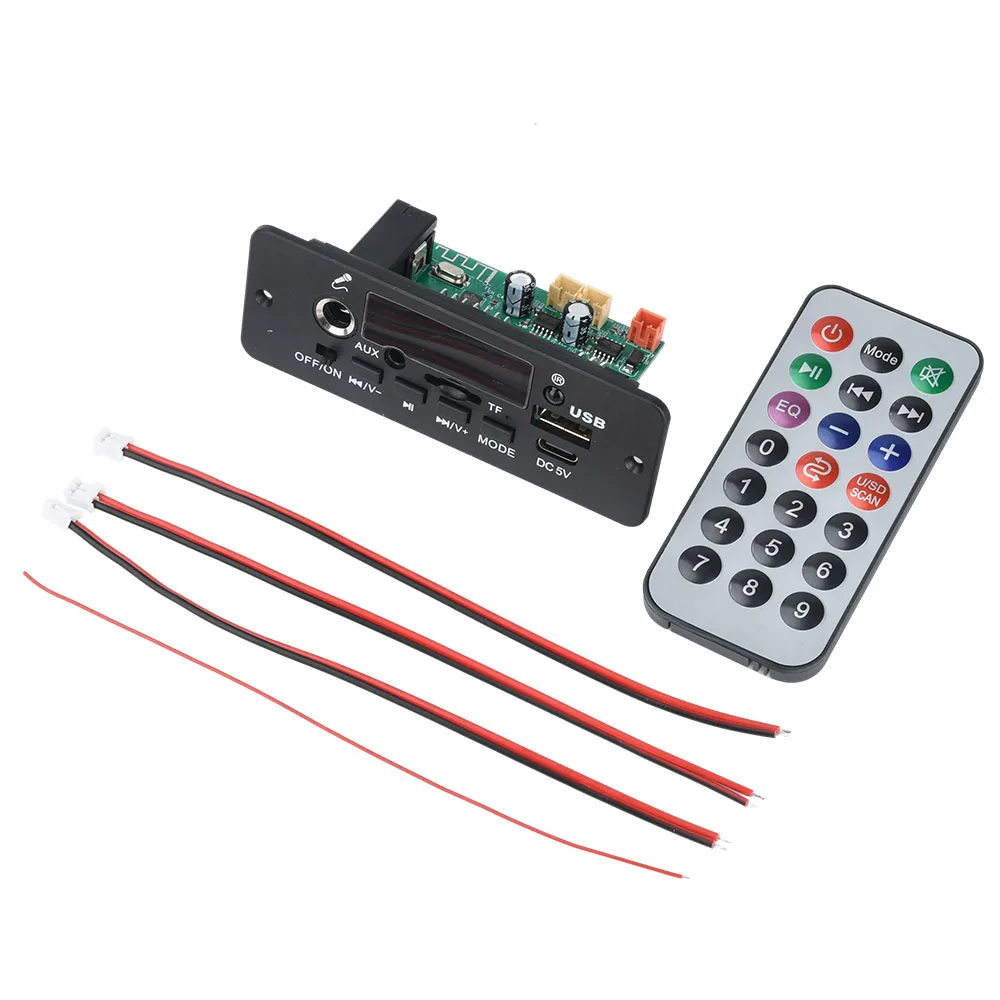 10 ワットデジタルアンプ MP3 デコーダボード DC 5V Bluetooth 5.0 FM サポートマイク車 MP3 プレーヤーリモコン付き