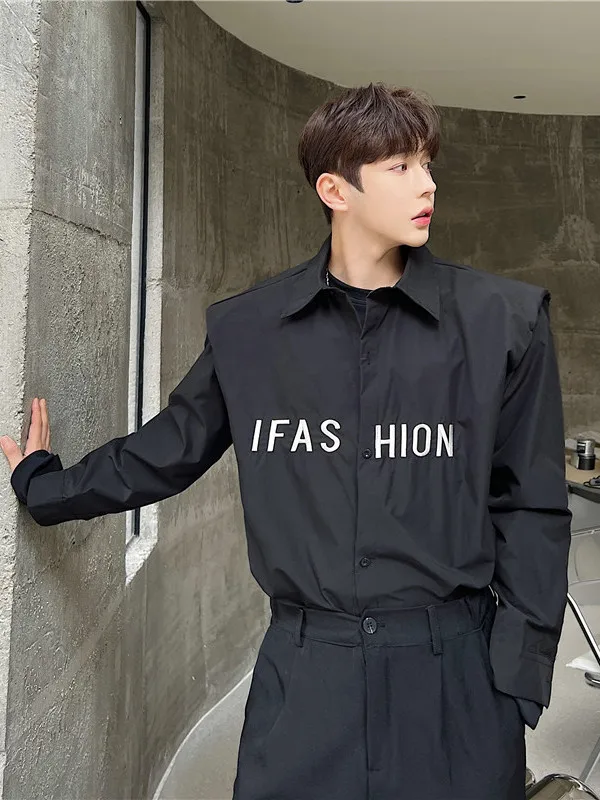 

Spring Silver Tead Embroidery oulder Design Casual Loose Long Sve irt Trendy Street Sle Polyester Fabric Youth Fas...