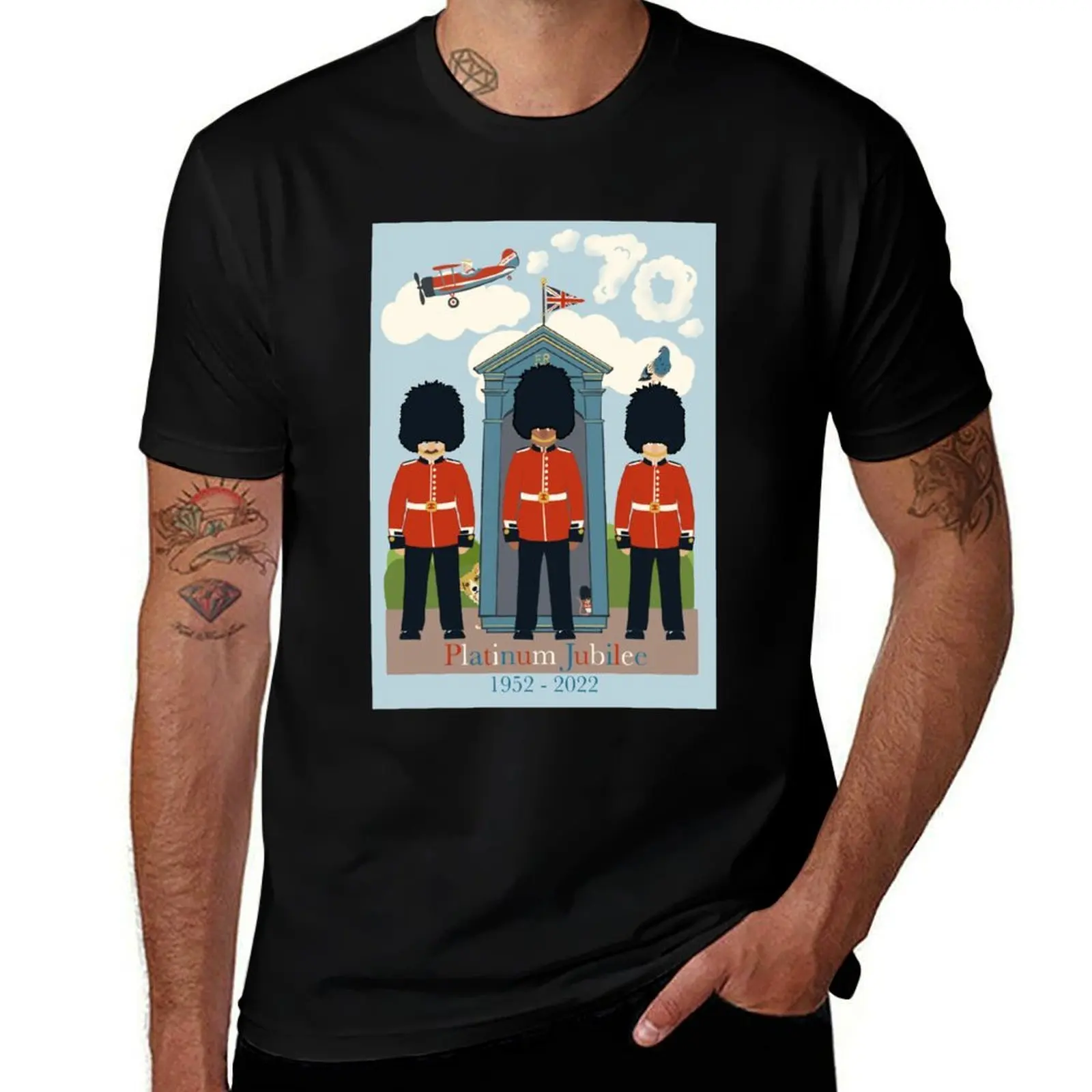 Memorial of the Queen’s Platinum Royal Jubilee Celebration with corgis, horse guards and the Queen flying her plane T-Shirt