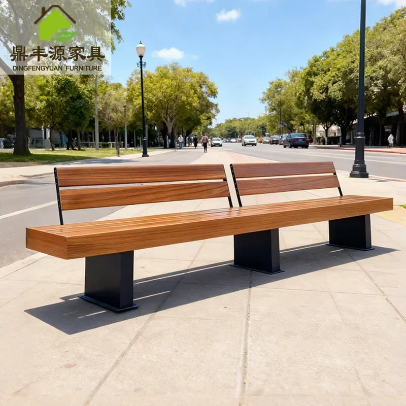 Creative Galvanized Steel Square Bench Outdoor Leisure Long Row Chair Park Seating Stool for Scenic Area Garden Public Space