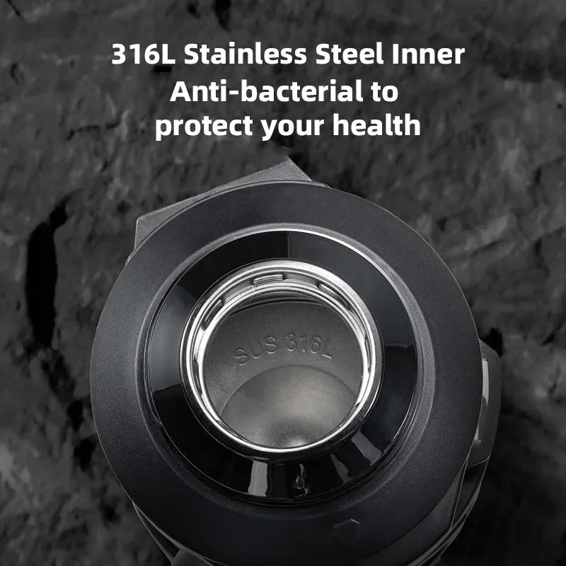 Stainless Steel Thermos Bottle with Foldable Handle, Wall Vacuum Jug, Tea Warehouse, Outdoor Portable Water Bottle, 316L view 6
