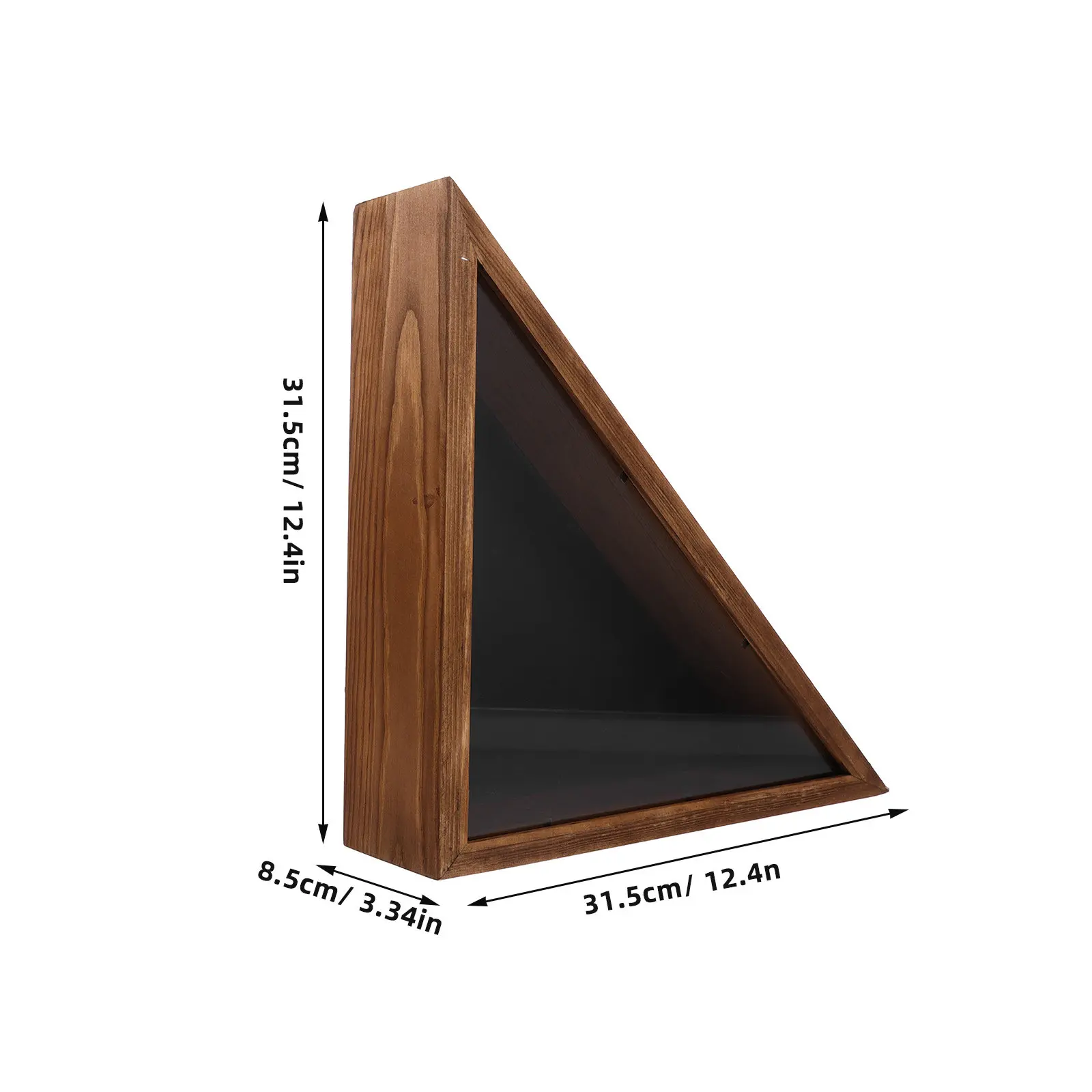 Wooden Flag Display Box Triangular Flag Holder Protective Cover Safe Display Case for Bedroom Living Room Wood Flags Box