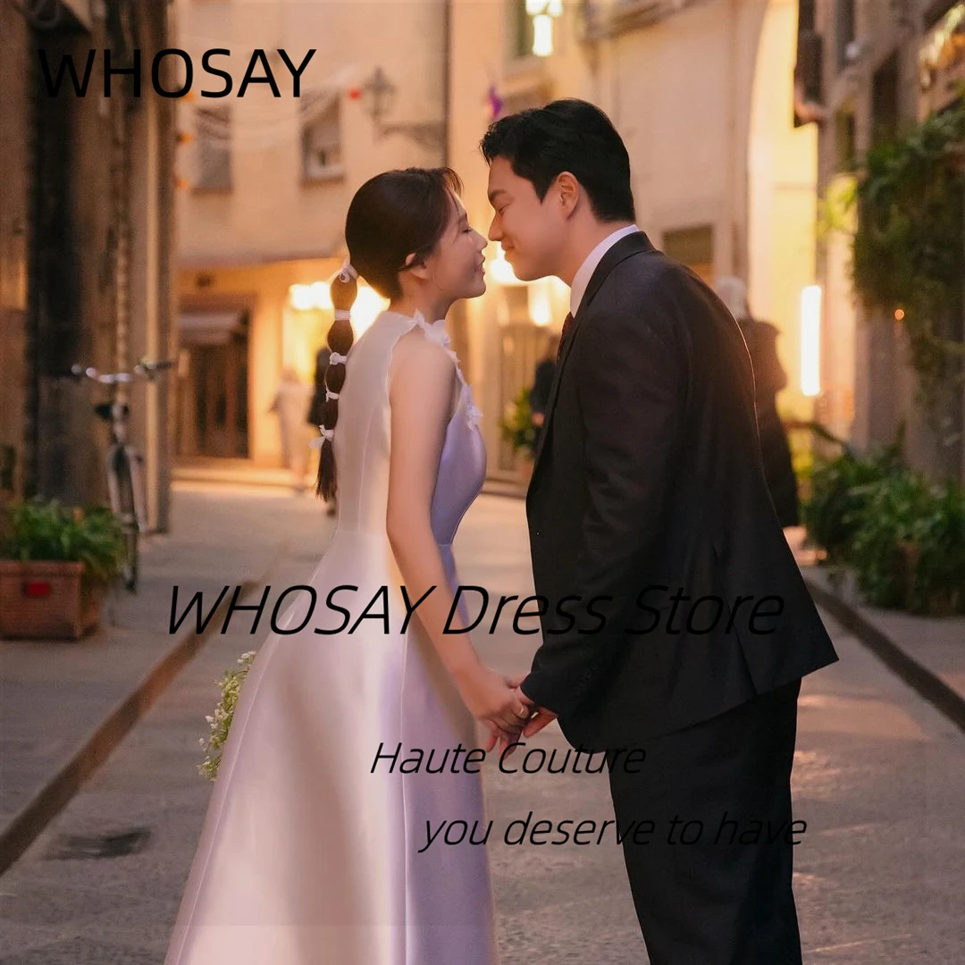 WHOSAY Vestidos De Novias 2024 Crew Neck Wedding Dresses with Applique Zipper Back Korea Brides Wear Special Banquet Party Gowns