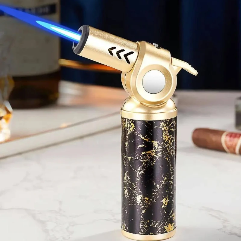 

High Pressure Jet Technology Blue Flame Lighter Outdoor Barbecue Kitchen Baking Ignition Metal Windproof Cigarette Lighter Torch