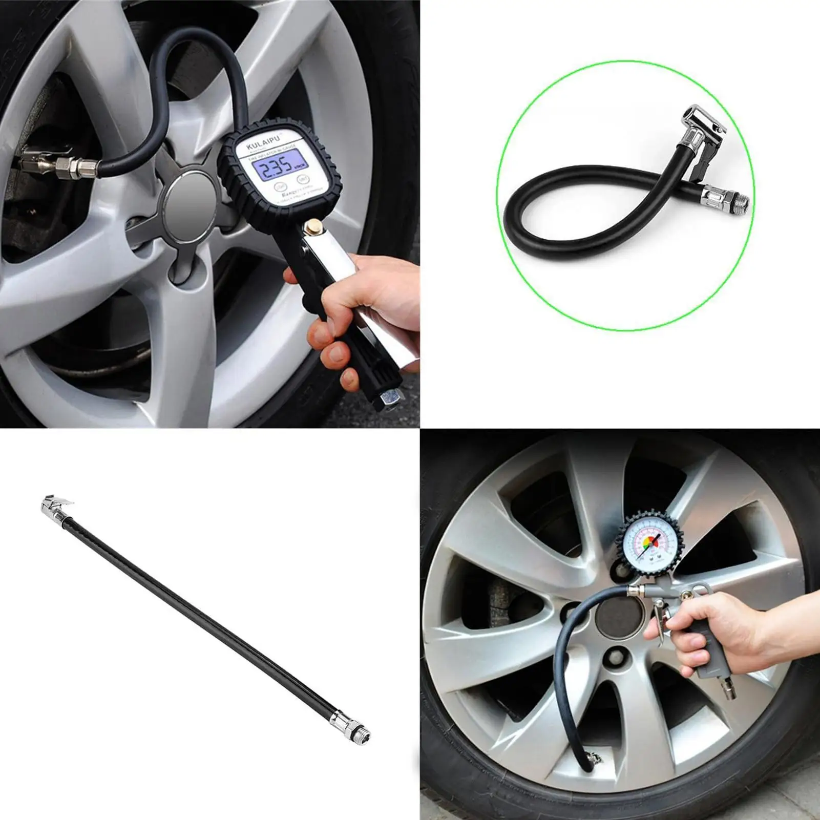 37cm Car Tire Inflator Hose Inflatable Air Pump Extension Tube Adapter Twist Tyre Connection Locking Air Chuck