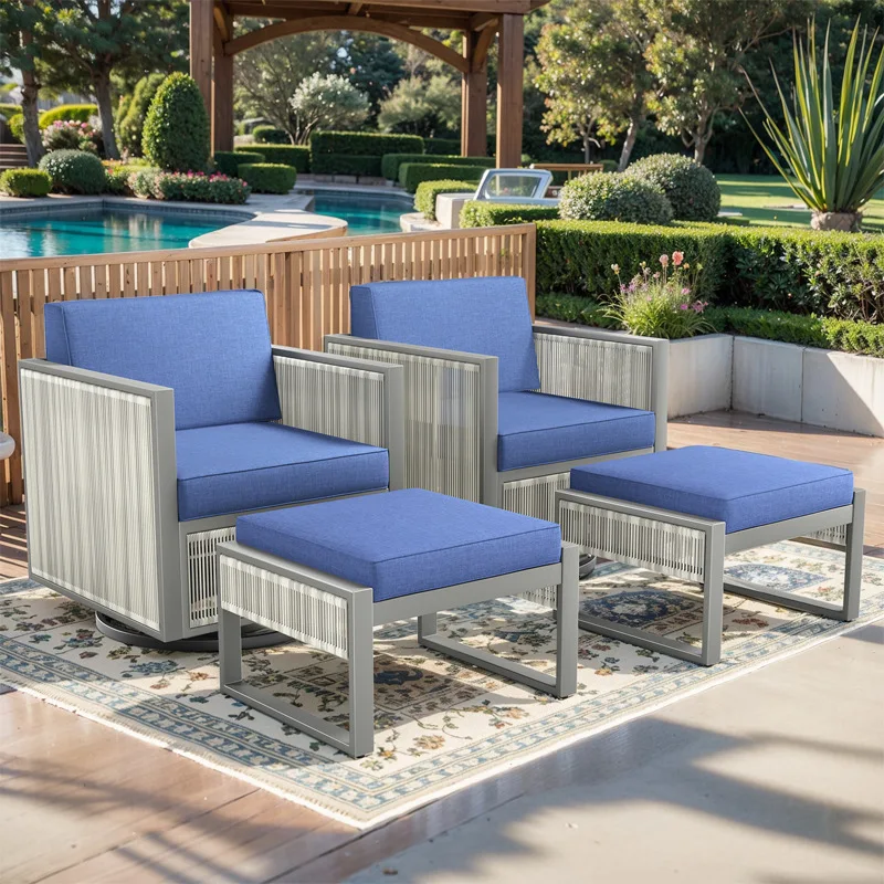 ！@Outdoor Leisure Sofa Set Chinese-style Leisure Garden Courtyard Waterproof Rattan Outdoor Popular Durable Table and Chair Set