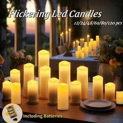 120-12Pcs Flameless Candles Battery Operated Candles Wedding Decor Led Candles Flickering Tea Lights Candle Candlelight Concert