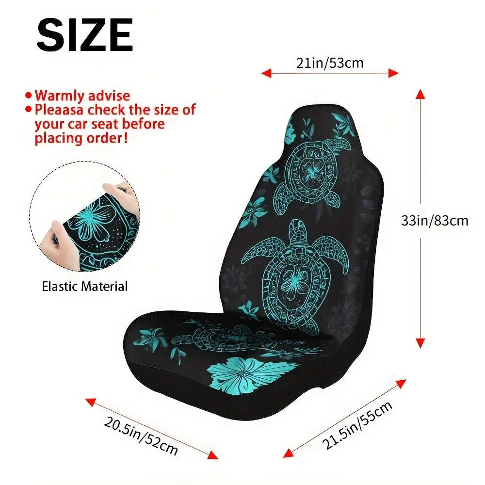 Set Of 2 Universal Car Seat Covers Featuring A Tropical Sea Turtle Design, Stylish For Your Vehicle. Ideal For Daily Yoga Journe