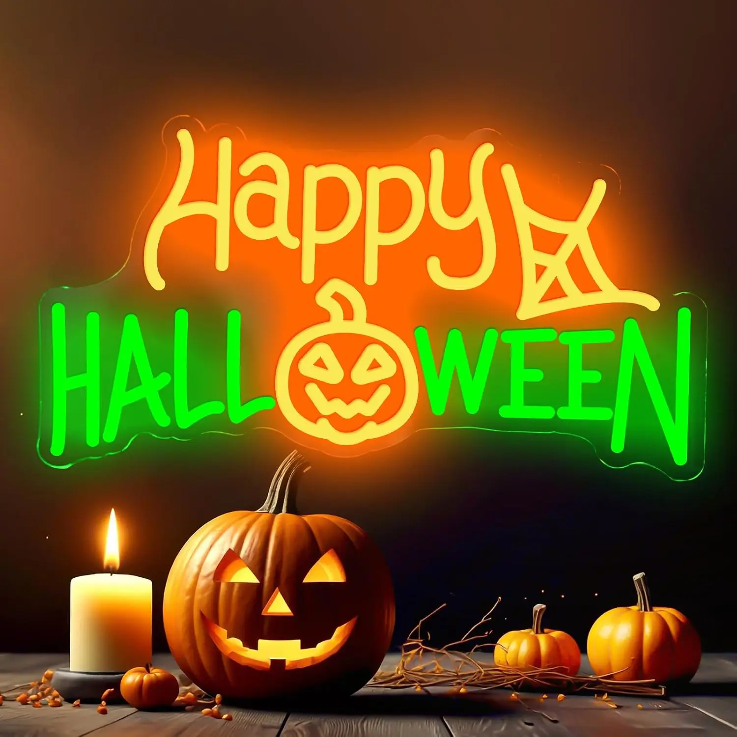 Happy Halloween LED Neon Sign USB Powered Neon Light for Halloween Party Home Bar Christmas Holiday Spooky Wall Art Decor Gift