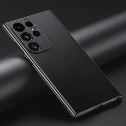 Leather Phone Case for Samsung Galaxy S25 S24 S23 Ultra S22 Plus Luxury Plating Soft Edges Shockproof 360 Full Protective Cover