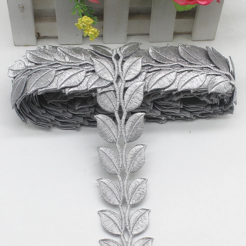 1 Yard Gold Cosplay Costume Braid Embroidered Lace Diy Applique Trims Iron On Gold and Sliver Metallic Lace 3.8CM