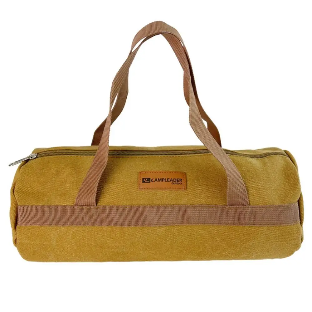 Outdoor Canvas Camping Handbag Yellow Large-Capacity Outdoor Cylinder Kit Bag Tools Packaging