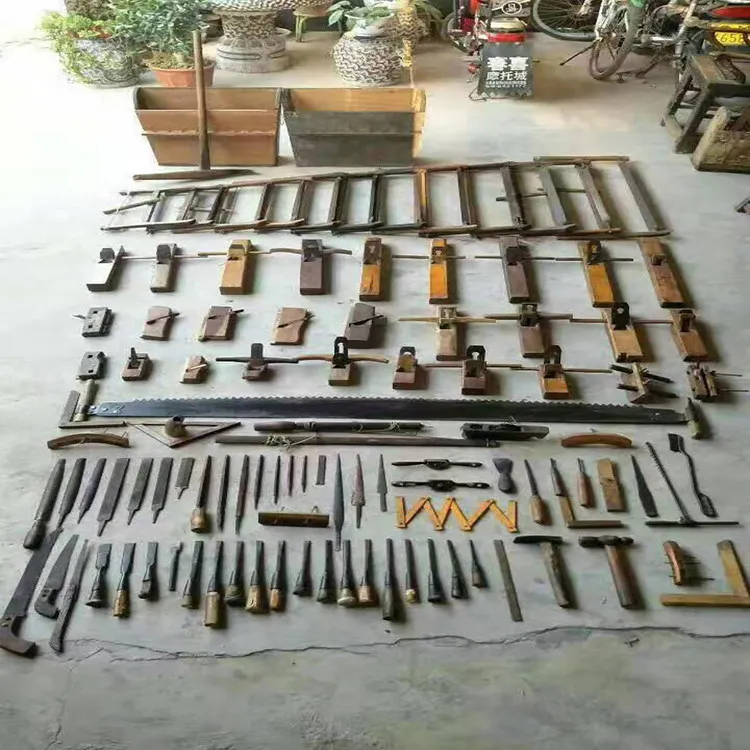Folk old objects  carpentry carpenter tool set second-hand traditional Republic of China tools hand push planer