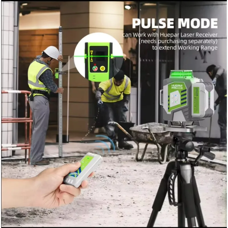 Huepar 2024 تصميم جديد 4D 16 خط مستوى الليزر شعاع أخضر ZK04CG